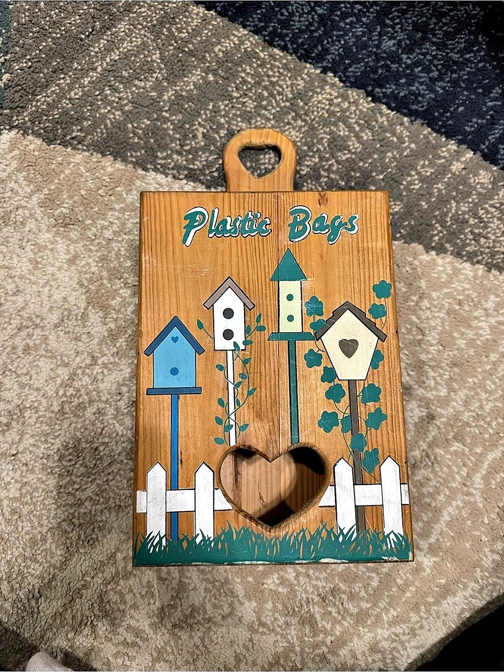 Painted Birdhouse Plastic Bag Holder Decor